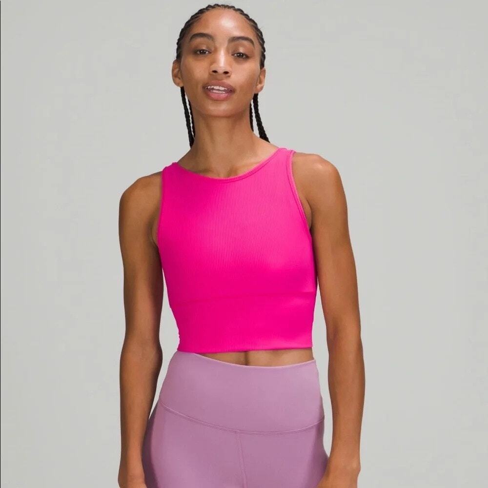 [Lululemon] Sonic Pink Power Pivot Ribbed Reversible Cropped Workout Tank Size 2